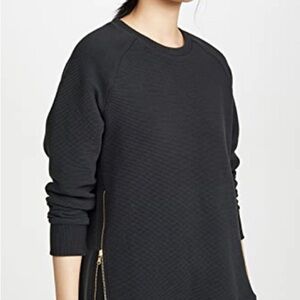 Varley Black Crew Neck Sweater with Gold Zipper